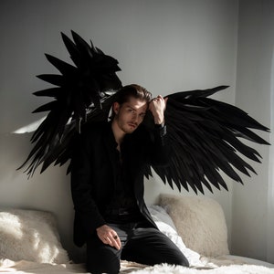 Large Black Wings Costume for Photo Shoot Woman and Man Black Wings ...