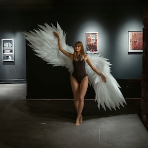 White movable wings for dance, Extra large angel wings costume, White angel bird wings cosplay photo props wings