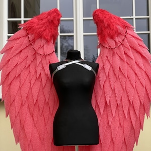 Grandes ailes d&#39;ange pour adulte, cosplay ailes rouges, accessoire photo ailes, costume rouge avec cosplay ailes d&#39;ange