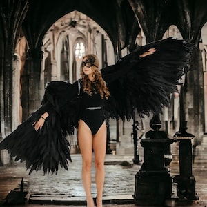Black wings for dance cosplay costume wings Movable black wings cosplay Fallen angel costume flexible wings Halloween cosplay costume adult