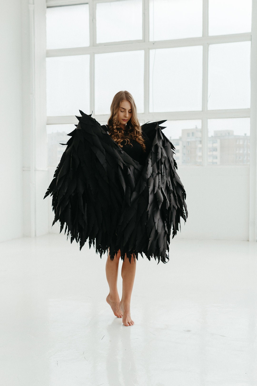 Extra Large Black Movable Wings for Dance, Dark Angel Cosplay Wings ...