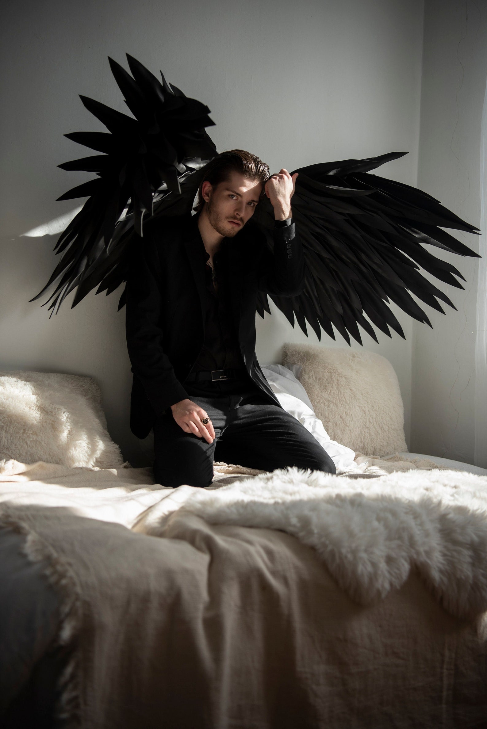 Large Black Wings Costume for Photo Shoot Woman and Man Black - Etsy