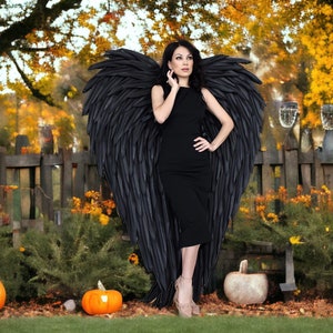 Big black wings costume wings angel, Black angel wings cosplay costume, Halloween cosplay, halloween costume, adult halloween wings costume