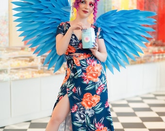 Blue Angel Wings Costume |  Foam Wings | Cosplay Wings | Large Fantasy Wings | Photoshoot Prop | Stage Performance Wings | Festival Costume