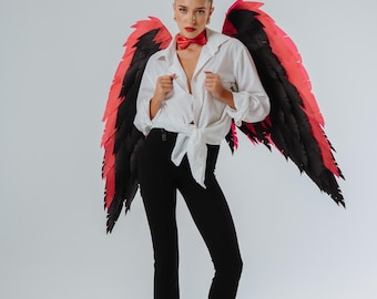 Red and Black Husk Cosplay Wings, Adult Costume Wings, Huzbin wings cosplay, large cosplay wings, wings costume