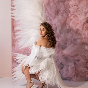 Alas blancas de ángel para manos con cola, alas de ángel, disfraz para sesión de fotos, disfraz de pájaro, alas de cosplay, alas para manos, alas de baile