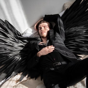 Large Black Wings Costume for Photo Shoot Woman and Man Black Wings ...