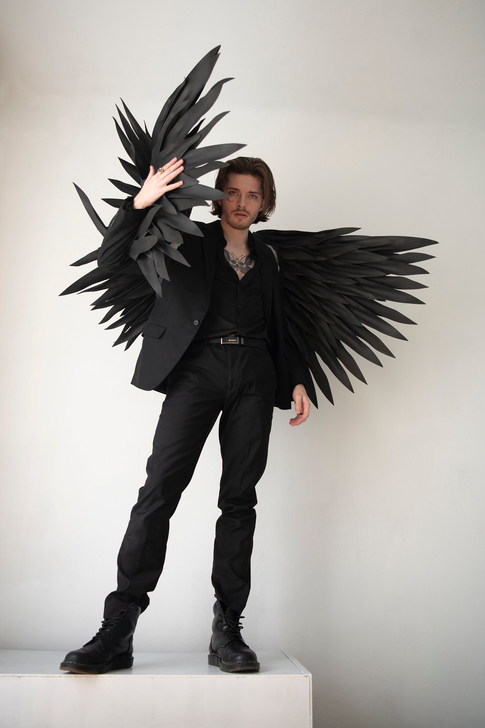 Large Black Wings Costume for Photo Shoot Woman and Man Black Etsy