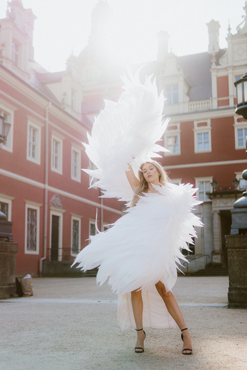 White Isolon Angel Wings Costume, Festival Rave Outfit, Statement ...