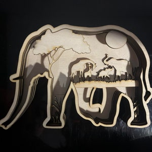 Download de arquivo digital de elefante multicamadas AI DXF SVG Lightburn