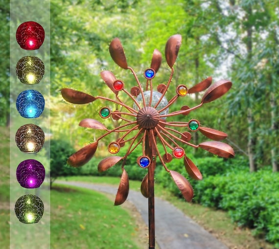 Solar Powered Wind Spinner 74 Jewel Cup Multicolor Seasonal Etsy
