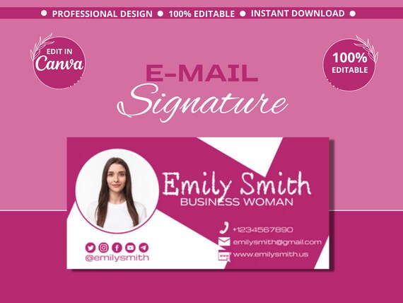 Gmail Email Signature Template Instant Download Editable - Etsy