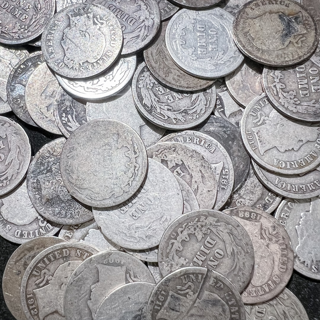 50 Coin Silver BARBER Dime Roll Avg Circ 90 Percent Silver Coins Etsy 50-coin-silver-barber-dime-roll-avg-circ-90-percent-silver-coins-etsy