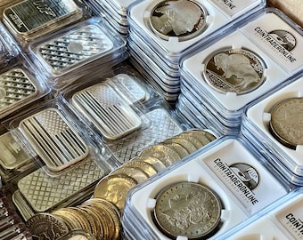 U.S. Silver Bullion - Investor Crate | .999 Silver Rounds + American Eagle Silver Dollars