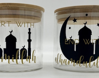 Ramadan glasses | Date glasses | Iftar | Start with Bismillah | End with Alhamdulillah | Glasses for the fasting month | Ramadan