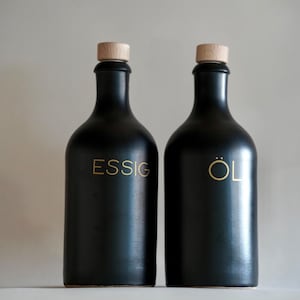 Oil and Vinegar Bottle Bulbous | Stoneware Bottle | Personalized Inscription | 500ml bottles |