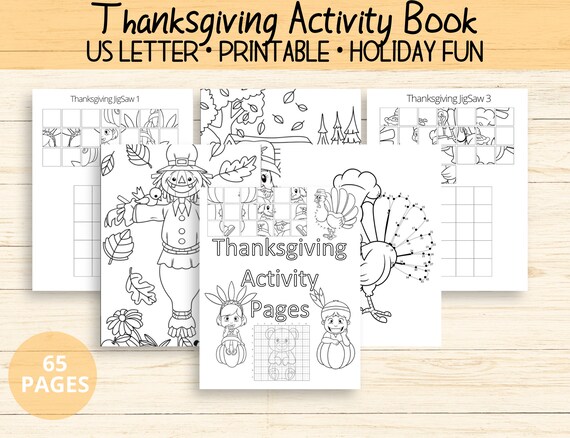 Thanksgiving Printable Coloring Sheets Activity Pages - Etsy