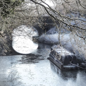 Escarcha en el canal Kennet & Avon, Devizes, Impresión fotográfica artística
