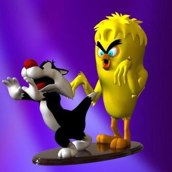 Tweety Monster and Silvester 3D STL File - 3D Design 3D Printer Tweety Monster and Silvester STL