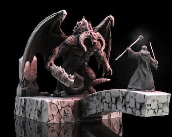 Balrog vs Gandalf Diorama 3D STL File - 3D Design 3D Printer Balrog vs Gandalf Diorama STL