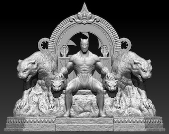 Pantera Negra No Trono 3D STL File - 3D Design 3D Printer Pantera Negra STL