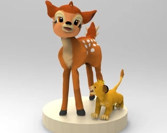Bambi and Simba 3D STL File - 3D Design 3D Printer Bambi and Simba STL