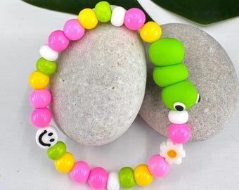 Kids inchworm bracelet | colorful children’s insect bracelet
