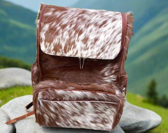 Mochila cambiador de piel de vaca / Bolso cambiador personalizado para bebé / Regalo para padres primerizos / Regalo para mamá primeriza / Mochila de viaje para bebé