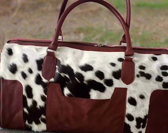 Cowhide Leather Travel Duffel Bag: Personalized Weekender Carry-on