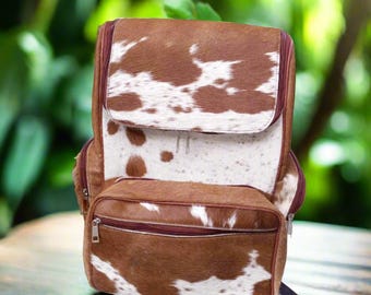 Mochila cambiador de piel de vaca / Bolso cambiador personalizado / Bolso para pañales de bebé / Regalo para mamá primeriza / Regalo para baby shower / Regalo para padres primerizos