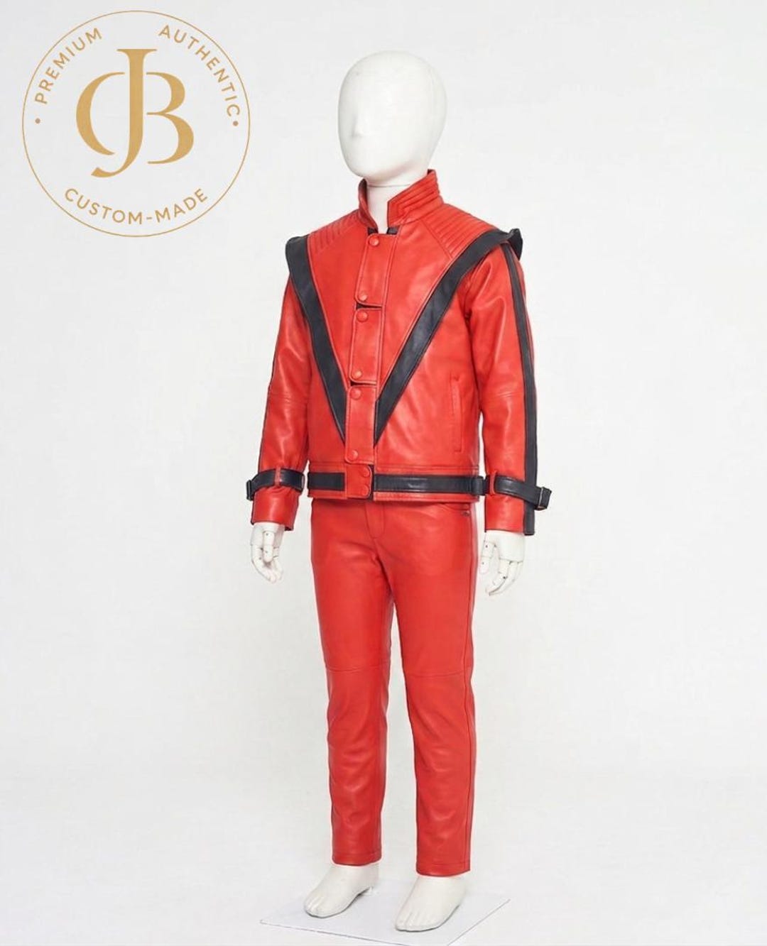 Kids Michael Jackson Thriller Jacket & Pants Set, Red Leather MJ