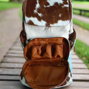 Diaper Backpack | Leather Diaper Bag | Personalized Bag Large Cowhide Bag | Tan Backpack Gift For Mom | Baby Shower Gift | New Mom Gift idea