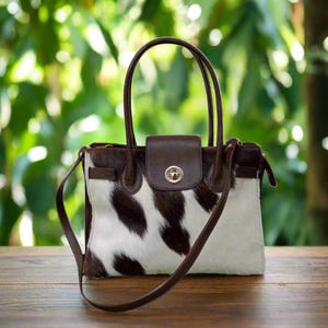 Cowhide leather tote bag | Cowhide leather purse | cowhide shoulder purse | Western cowhide purse | women's cowhide bag | cow print bag