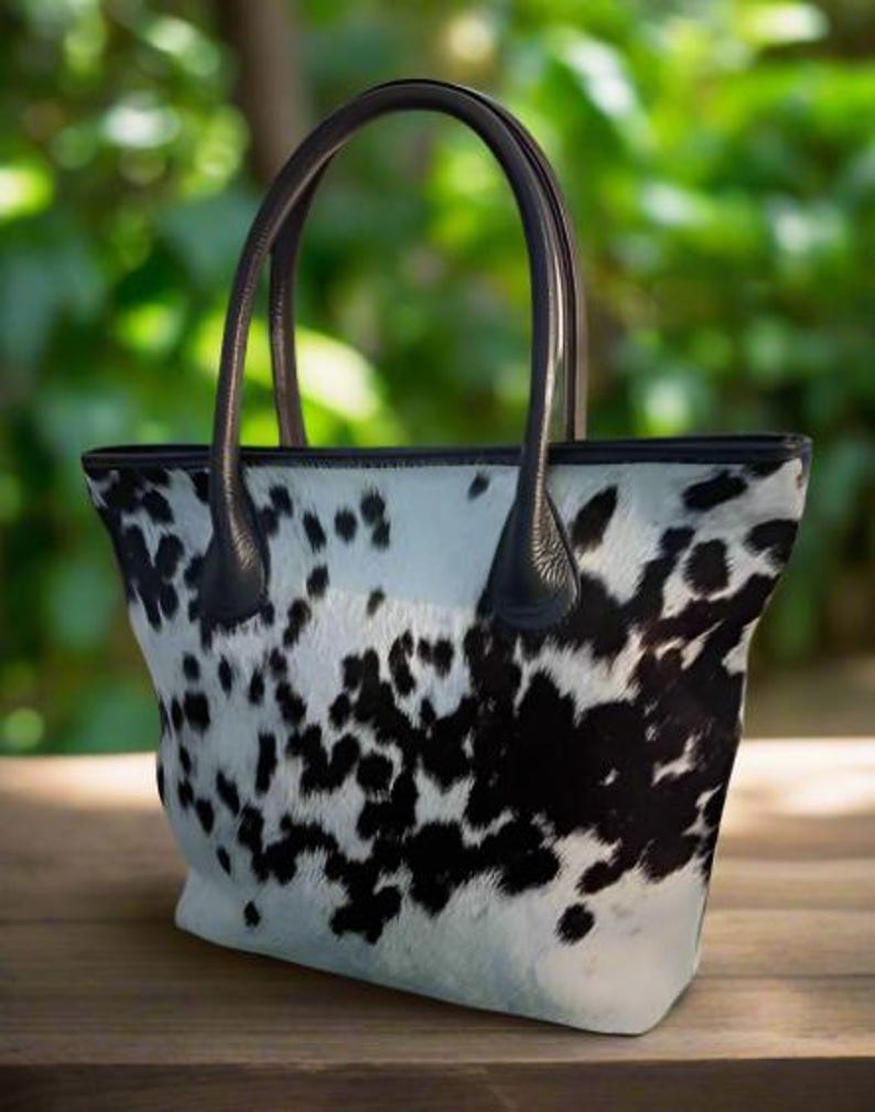 Cowhide leather tote bag Cowhide tote purse cowhide shoulder purse bridal tote bag bridesmaid tote bag women's cowhide bag  ladies handbag ladies cowhide shoulder bag gift for her gift for wife gift for girlfriend wedding gift anniversary gift