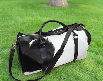 Cowhide Leather Travel Duffel Bag: Large Western Weekender, Personalized