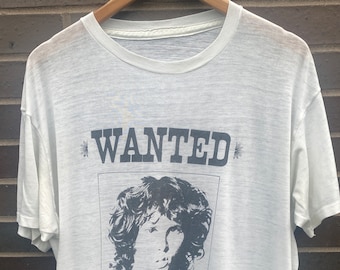 Vintage 80s Jim Morrison Wanted in County of Dade T-shirt / Band Tee / The Doors / Single Stitch / Made in USA / Premium Vintage