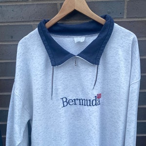 Vintage jaren '90 Bermuda Geborduurde Crewneck/Streetwear/Made In USA/Vakantie Sweatshirt/Reizen Trui/jaren '90 Pullover