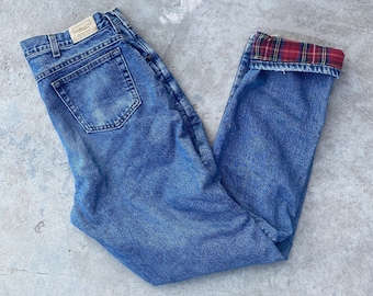 Vintage 70s L.L. Bean Jeans Tamaño 36 x 34 / Pantalones con forro de franela / Hecho en EE. UU. / 90s Denim / Vintage Blue Wash Jeans