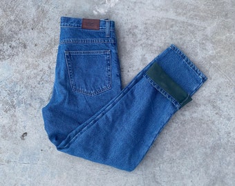 Vintage 90s L.L. Bean Jeans Size 30 / Wool Lined Pants / Classic Straight Fit / Vintage Denim / Vintage Blue Wash Jeans