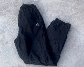 Vintage Y2K Adidas Black Track Pants / Adidas Jogger Pants / Streetwear / 2000s Track Pants / Trackpants / Parachute Pants / Embroidered