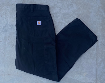 Vintage Y2K Carhartt Carpenter Work Pants Size 42 x 32 / Vintage Workwear  / Streetwear / Twill Black Pants / Work Pants