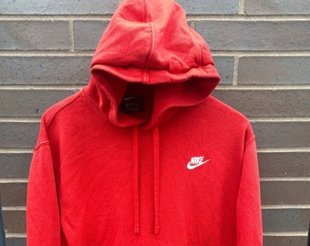 Vintage 90-tals Nike Swoosh broderad huvtröja / 90-tals Nike huvtröja / märkeslogotyp sportig pullover / mini Swoosh / Nike Swoosh