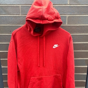 Vintage 90s Nike Swoosh Embroidered Hoodie / 90s Nike Hoodie / Brand Logo Athletic Pull Over / Mini Swoosh / Nike Swoosh