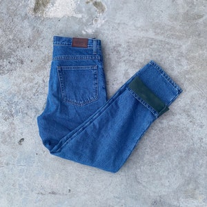 Vintage 90s L.L. Bean Jeans Size 30 / Wool Lined Pants / Classic Straight Fit / Vintage Denim / Vintage Blue Wash Jeans