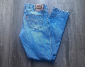 Vintage 90s Levi's Orange Tab 511 Jeans Size 34 x 34 / Made in Canada / 1990s Denim / Blue Wash Jeans / Vintage Levi's Pants / Orange Tabs