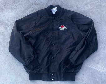 Vintage 80s 7 UP Bomber Jacket / Black Crew Jacket / Streetwear / Vintage Soft Drink / 1980s Streetwear/ Retro Coat / Made in USA