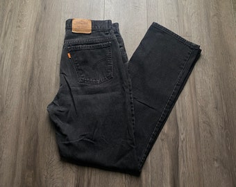 Vintage 90s Levi&#39;s Orange Tab Jeans Size 34 x 34 / Made in Canada / 90s Denim / Black Wash Jeans / Straight Leg Denim / Vintage Levis Pants