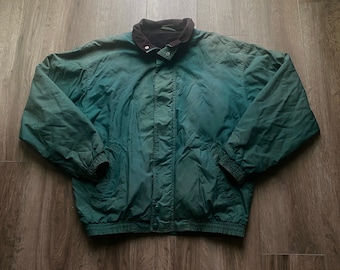 Vintage 90s Blank Forest Green Windbreaker Jacket / Penmans Zip Up / Streetwear / Full Zip Coat / Retro Style / Fleece Lined