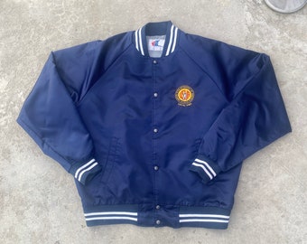 Vintage 80s Union Workers Satin Bomber Jacket / Work Jacket / America / Steel Workers / 1980s Streetwear/ Retro Coat / Made in Canada