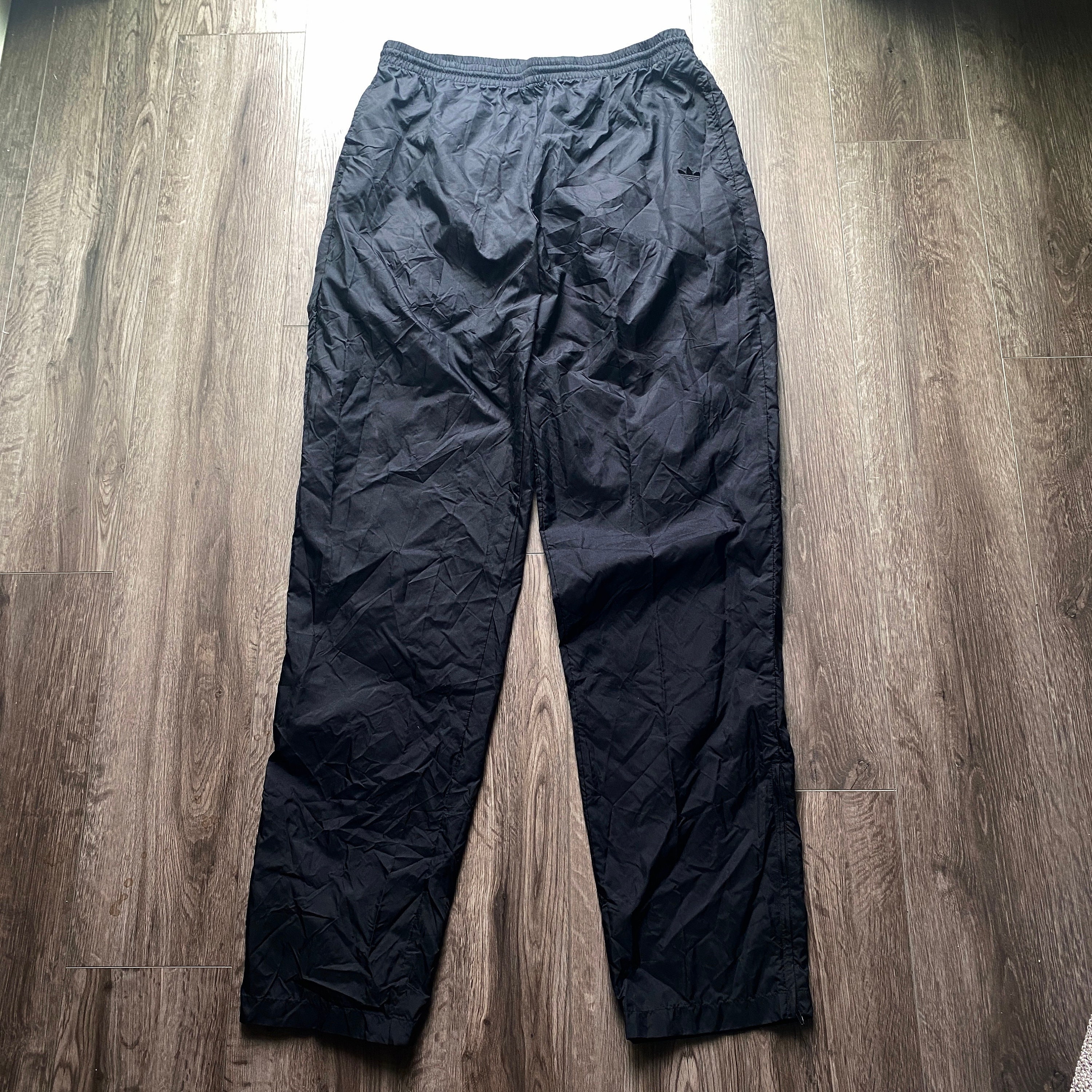 ◆Attends◆ 80s Retro Fit Nylon Pants Black 0003 Vintage 80s Adidas Black Track Pants / Adidas Jogger Pants